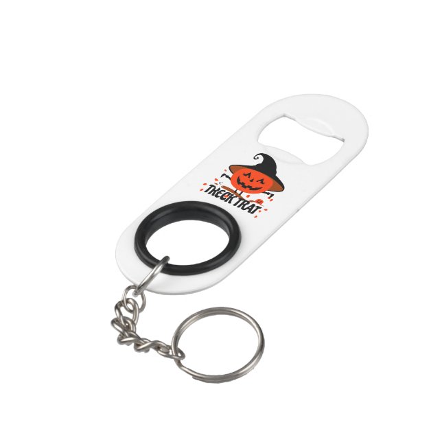 Treck Trat Pumpkin Smiling Keychain Bottle Opener (Back Angled)