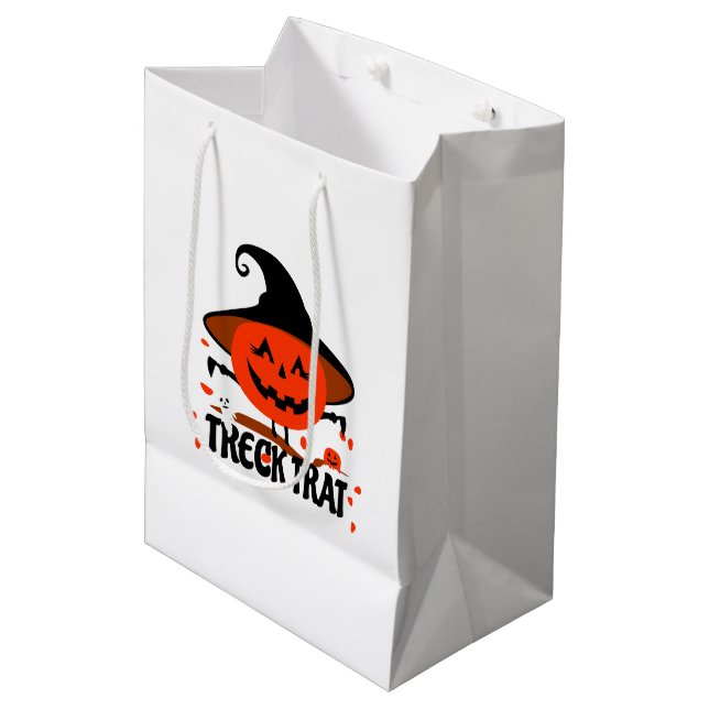 Treck Trat Pumpkin Smiling Medium Gift Bag (Front Angled)