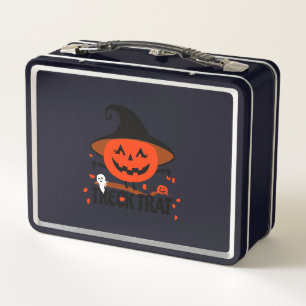 Treck Trat Pumpkin Smiling Metal Lunch Box