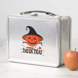 Treck Trat Pumpkin Smiling Metal Lunch Box