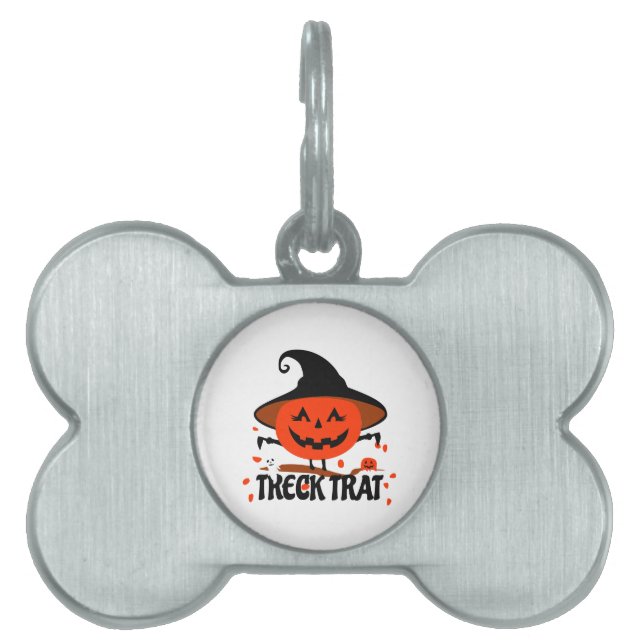 Treck Trat Pumpkin Smiling Pet ID Tag (Front)