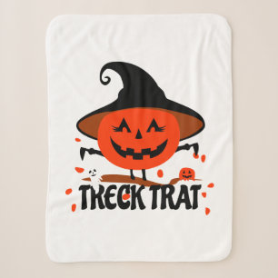 Treck Trat Pumpkin Smiling Sherpa Blanket