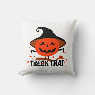 Treck Trat Pumpkin Smiling Throw Pillow