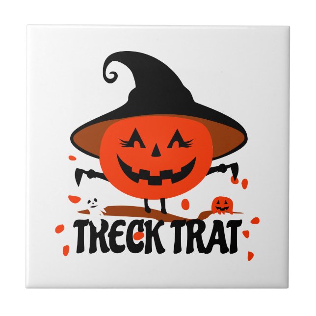 Treck Trat Pumpkin Smiling Tile (Front)