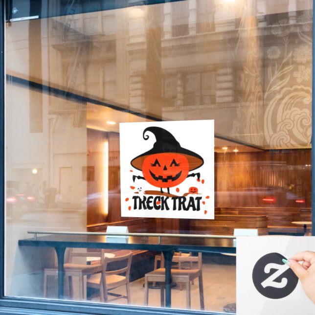 Treck Trat Pumpkin Smiling Window Cling (Cafe Window)