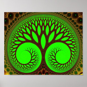 Tree 2  Fine Green Fractal Art Poster