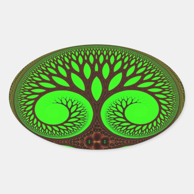 Tree 2 Fractal Art Oval Sticker (Front)