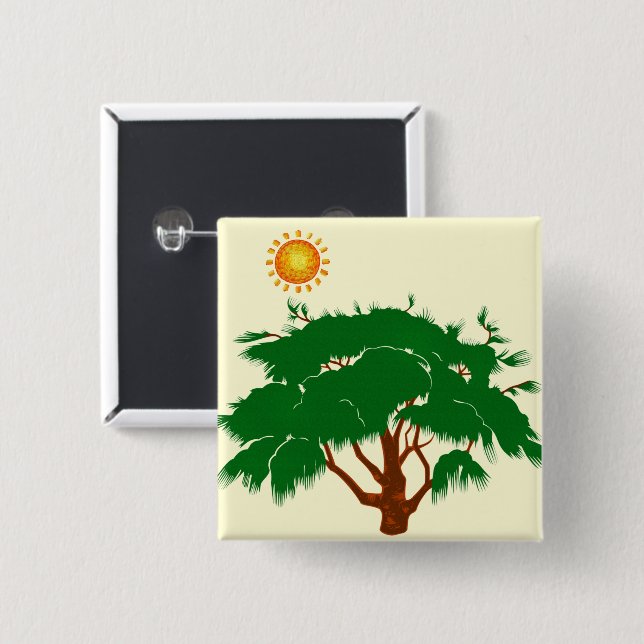 Tree 2 Inch Square Button (Front & Back)