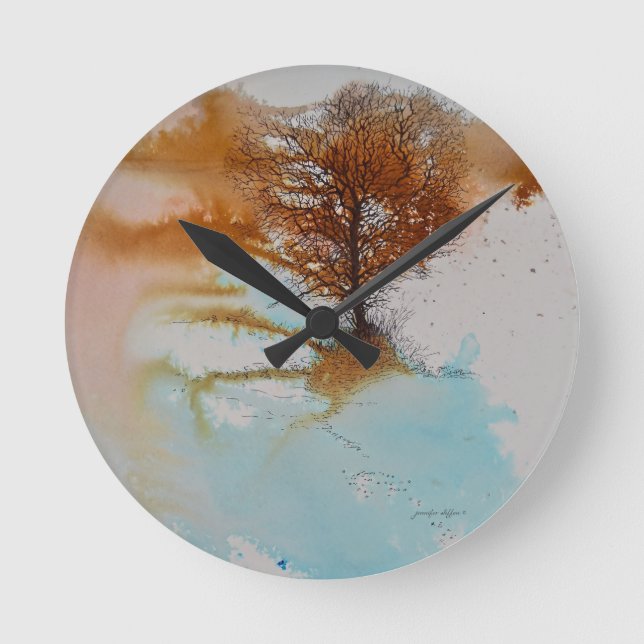 Tree Abstract Painting Landscape Art Round Clock (Front)