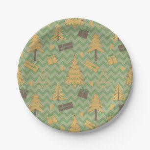 Tree and Gift Silhouettes Paper Plate