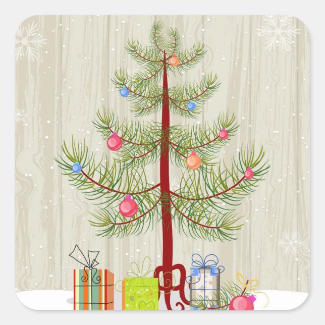 Tree and Gifts Square Sticker (Front)
