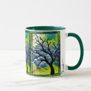 Tree and Moon Fibre Art Mug