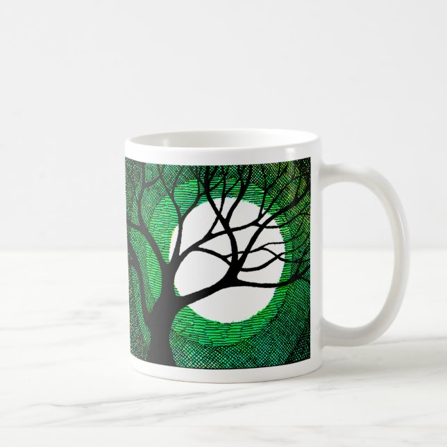 Tree and Moon - Green Coffee Mug (Right)