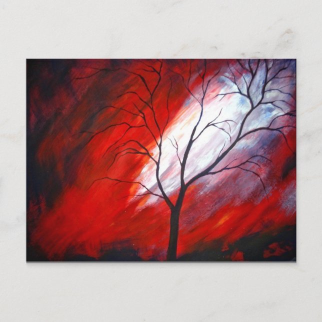 Tree and Red Sky Postcard (Front)