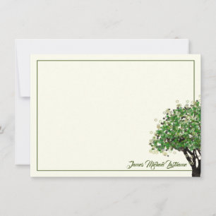 Tree and Star of David Bar Mitzvah Thank You Note Card