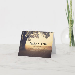 Tree and String Lights Rustic Wedding Thank You Card