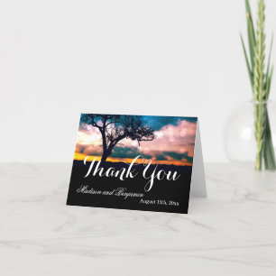 Tree at Sunset Wedding Thank You Cards