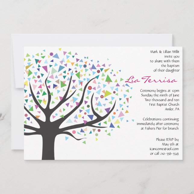 Tree Baptism Christening Custom Invitation (Front)