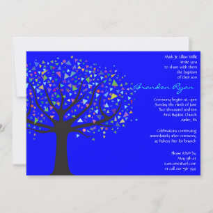 Tree Baptism Christening Custom Invitation boy