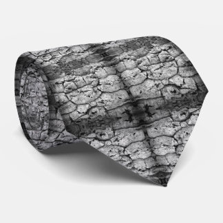 Tree Bark Black And White Photo Closeup Pattern Tie