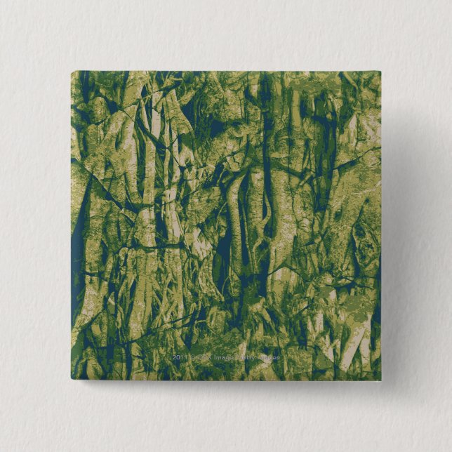 Tree bark camouflage pattern 2 inch square button (Front)
