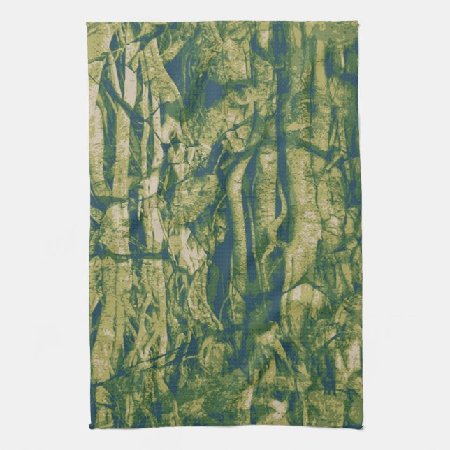 Tree bark camouflage pattern kitchen towel (Vertical)