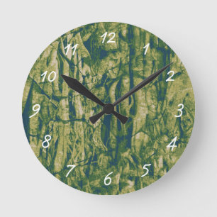 Tree bark camouflage pattern round clock