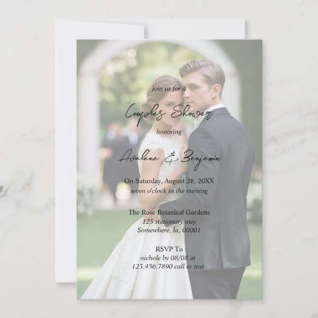 Tree Bark Heart Gradient Photo Couples Shower Invitation (Front)