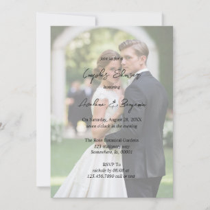 Tree Bark Heart Gradient Photo Couples Shower Invitation