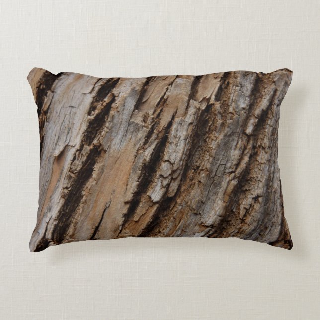 Tree Bark I Natural Abstract Textured Design Decorative Pillow (Front)