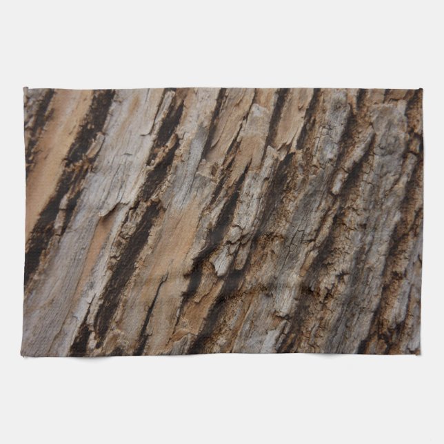 Tree Bark I Natural Abstract Textured Design Kitchen Towel (Horizontal)
