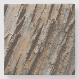 Tree Bark I Natural Abstract Textured Design Stone Coaster