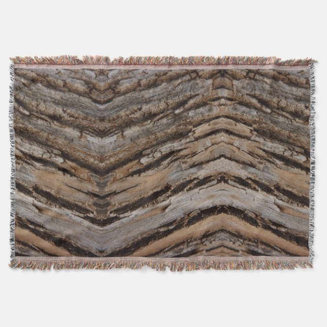 Tree Bark I Natural Abstract Textured Design Throw Blanket (Front)