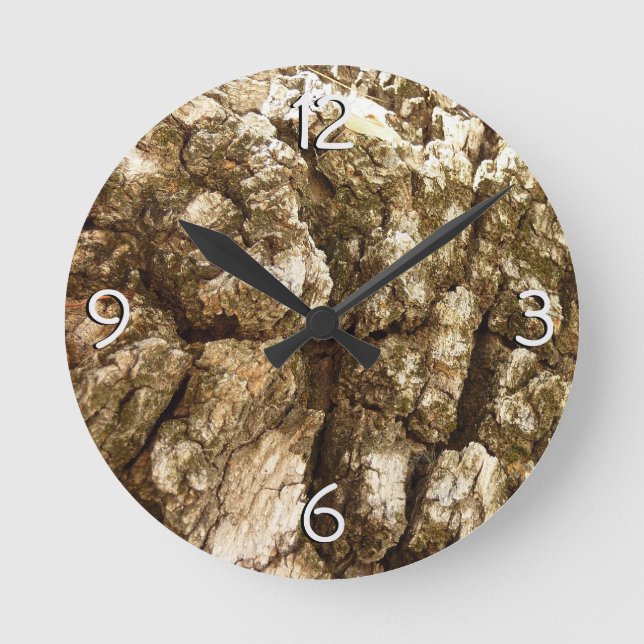 Tree Bark II Natural Textured Design Round Clock (Front)