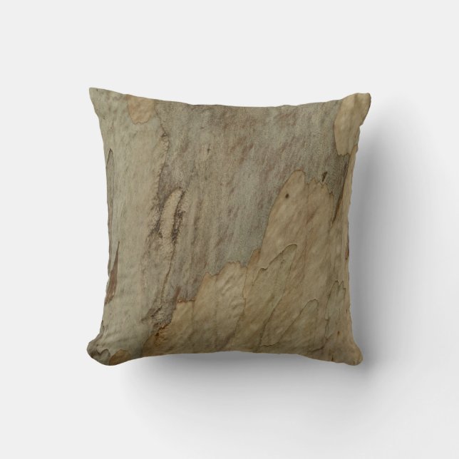 Tree Bark III Natural Abstract Textured Design Throw Pillow (Front)