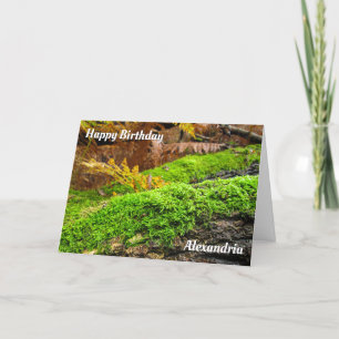 Tree Bark in Autumn Moss - Custom Birthday Card