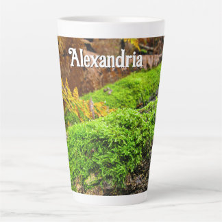 Tree Bark in Autumn Moss - Large Personalized Latte Mug