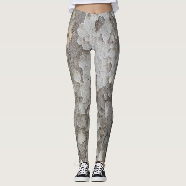 Tree bark pattern classic round sticker leggings (Front)
