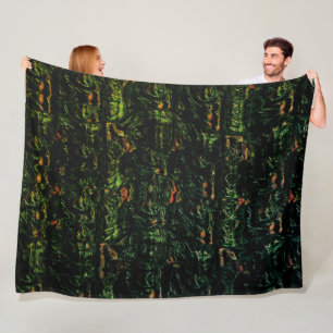 Tree bark under green hammered glass fleece blanke blanket