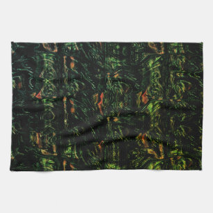 Tree bark under green hammered glass kitchen towel