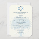Tree Bat Mitzvah Silhouette Invitation<br><div class="desc">Elegant and sophisticated ivory and blue tree silhouette design bar mitzvah invitation with a Star of David.</div>