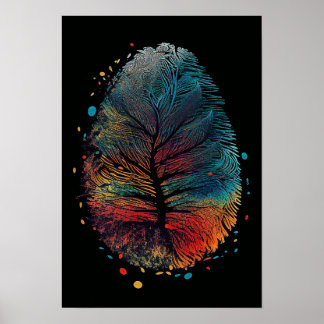 Tree/ bird feather/ fingerprint poster