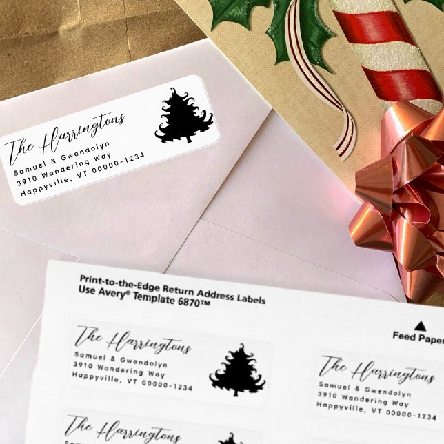 Tree Black and White Return Address labels (Creator Uploaded)