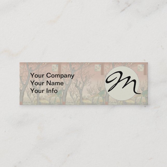 Tree Blossoms Plum Garden Japanese Mini Business Card (Front)