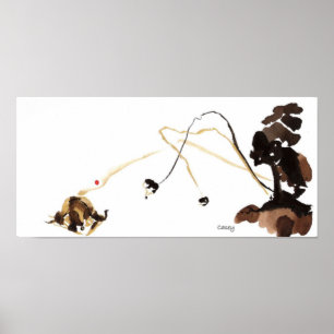 Tree Blowing Petals Art Print