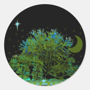 Tree Blues Classic Round Sticker