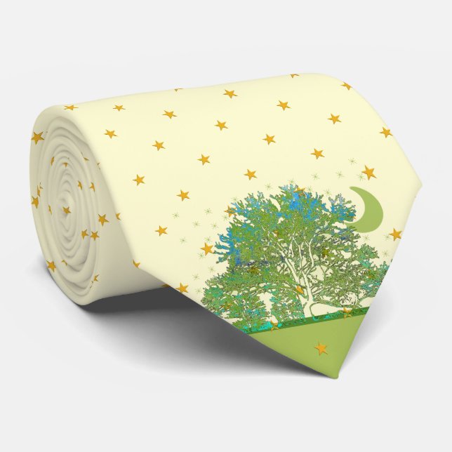 Tree Blues Tie (Rolled)