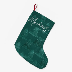 Tree Bold Decor   Emerald Kelly Green Pattern Name Small Christmas Stocking