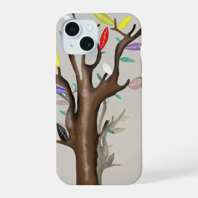 Tree branch colourful leafs Ruth Fitta  iPhone 15 Case (Back)