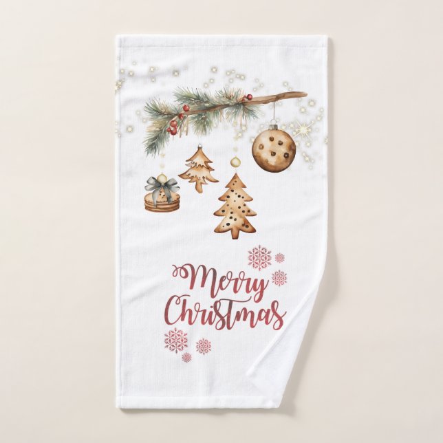 Tree Branch,Ornaments,Stars Christmas  Bath Towel Set (Hand Towel)